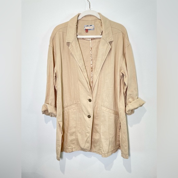 Pilcro Linen Oversized Tan Blazer‎ Size M Beige - Picture 11 of 11